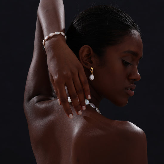 Keshi Pearl Drop Earrings - 22K Gold Vermeil - Earrings - ONNNIII
