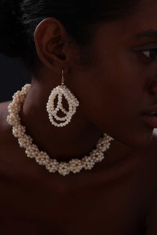 Freshwater Pearl Chandelier Wire Hook Earrings - Earrings - ONNNIII
