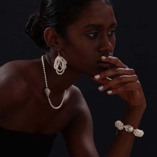 Freshwater Pearl Chandelier Wire Hook Earrings - Earrings - ONNNIII