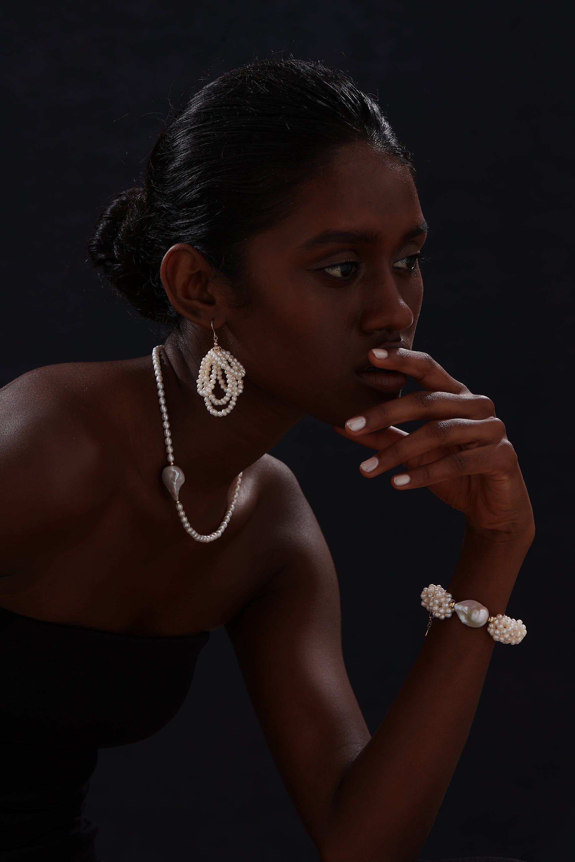 Freshwater Pearl Chandelier Wire Hook Earrings - Earrings - ONNNIII