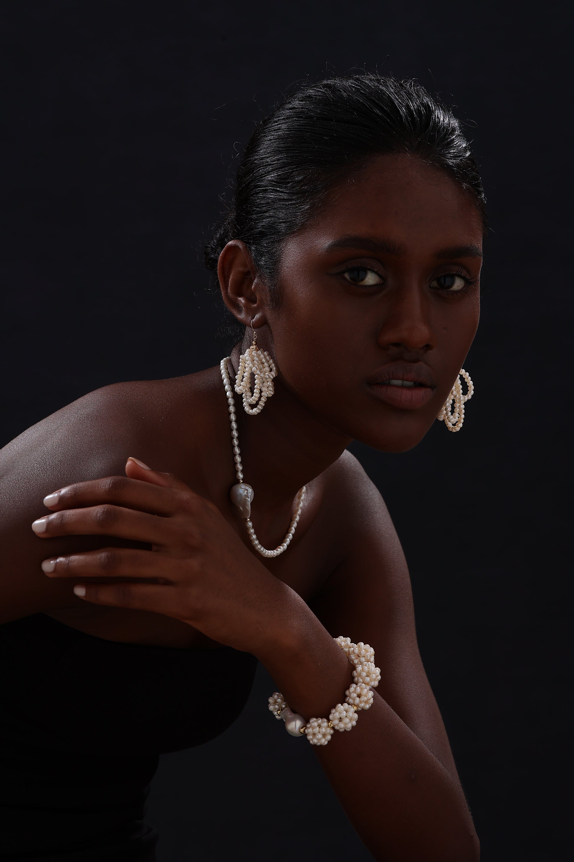 Freshwater Pearl Chandelier Wire Hook Earrings - Earrings - ONNNIII