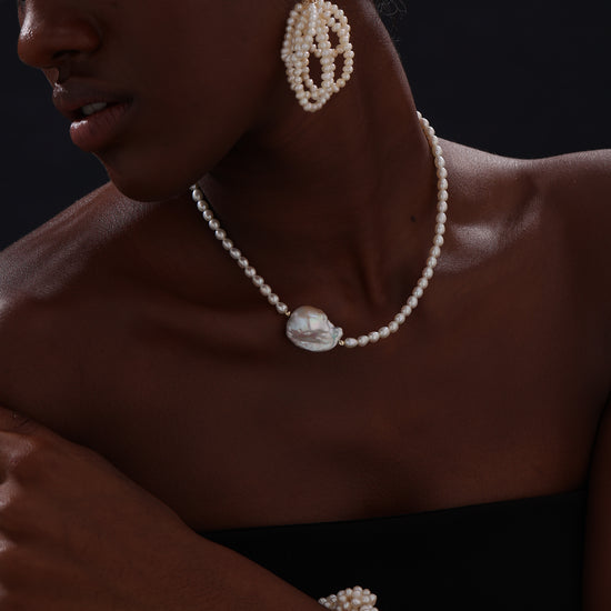 Freshwater Pearl Chandelier Wire Hook Earrings - Earrings - ONNNIII