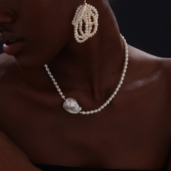 Freshwater Pearl Chandelier Wire Hook Earrings - Earrings - ONNNIII