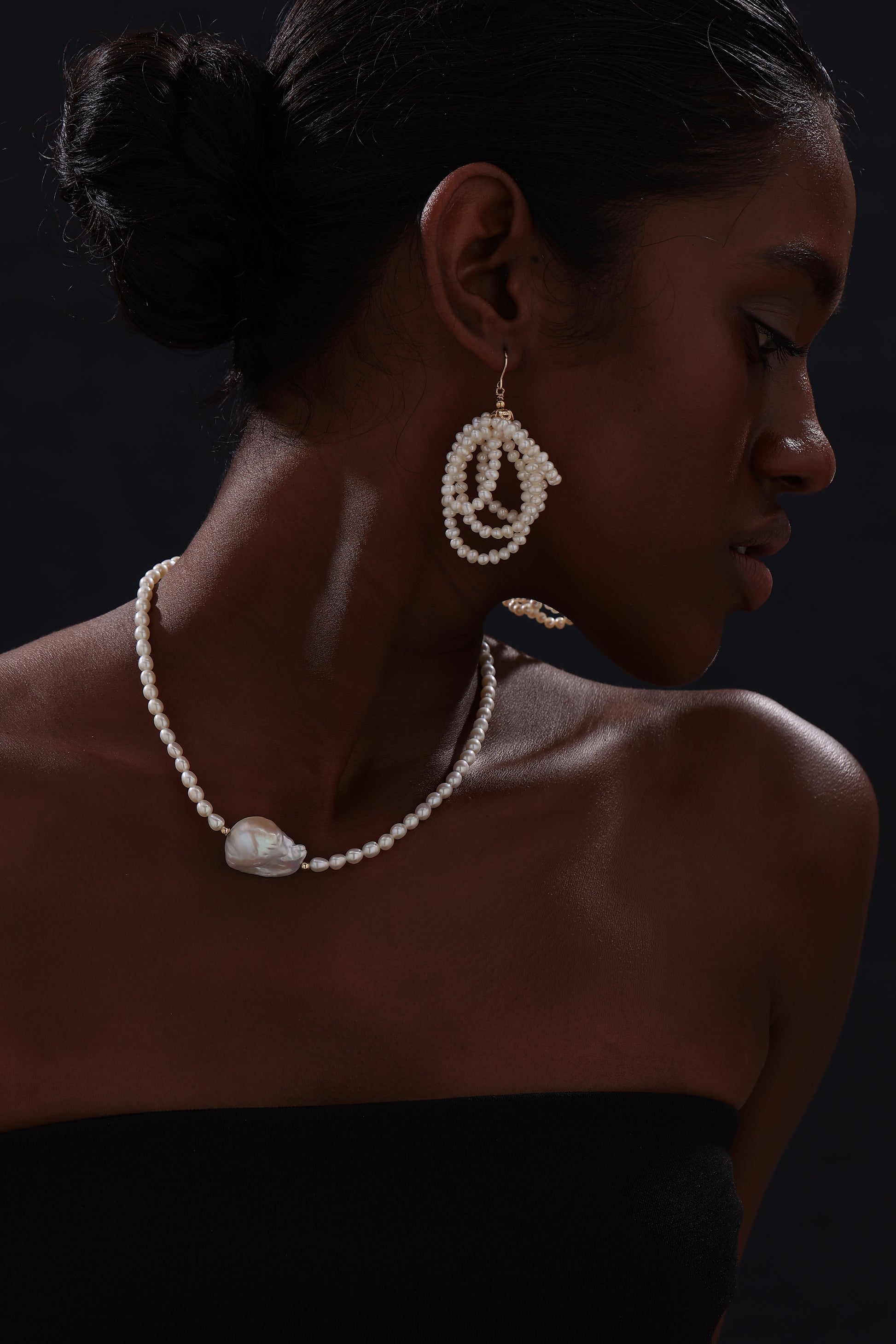 Freshwater Pearl Chandelier Wire Hook Earrings - Earrings - ONNNIII