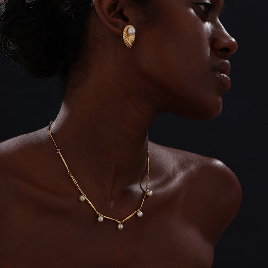 Bamboo Pearl Necklace - 22K Gold Vermeil - Necklace - ONNNIII