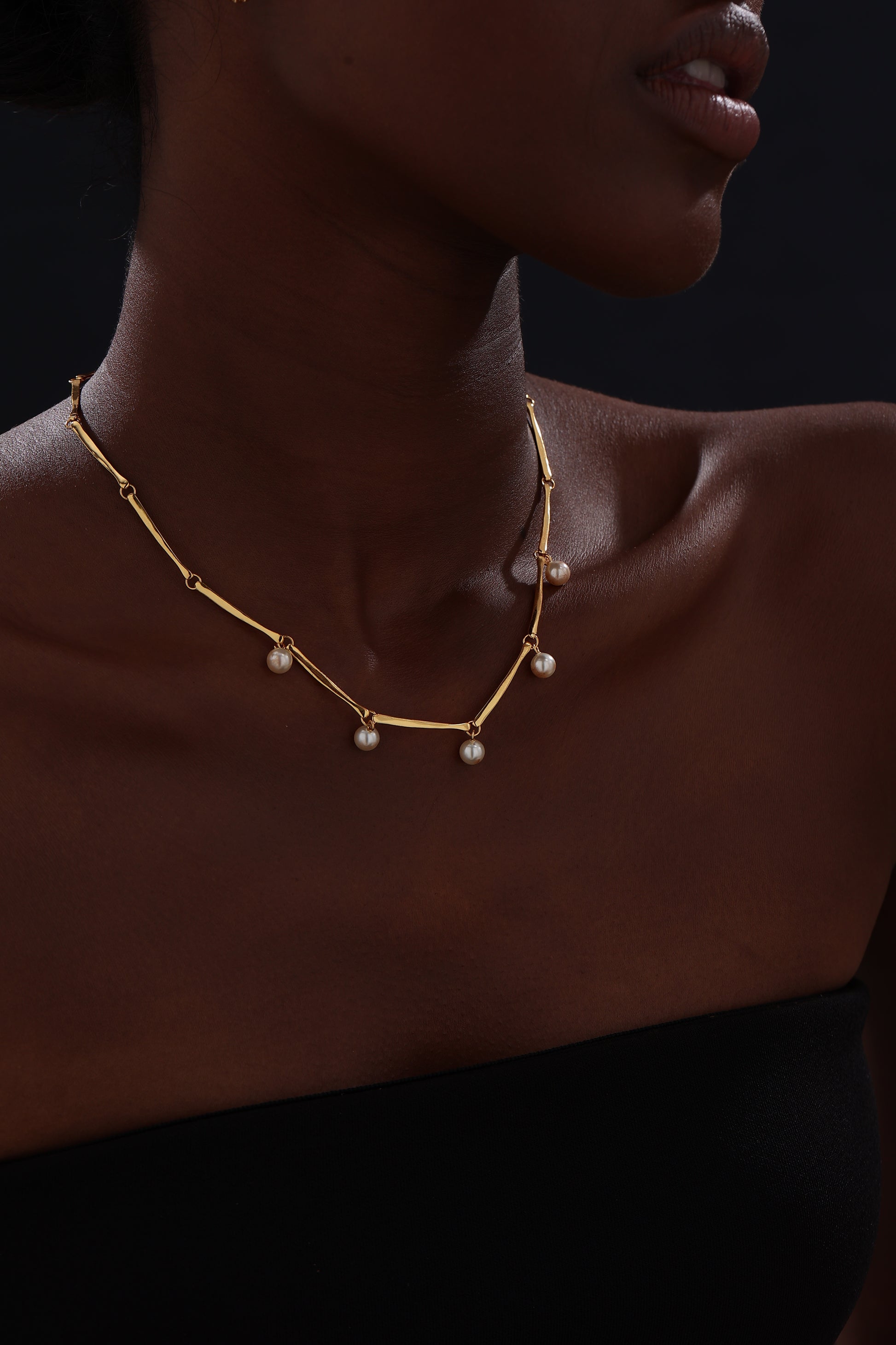 Bamboo Pearl Necklace - 22K Gold Vermeil - Necklace - ONNNIII