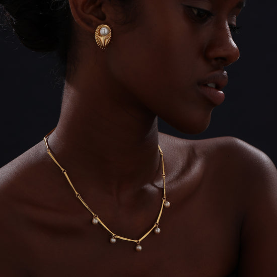 Bamboo Pearl Necklace - 22K Gold Vermeil - Necklace - ONNNIII