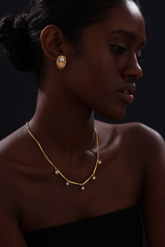 Bamboo Pearl Necklace - 22K Gold Vermeil - Necklace - ONNNIII