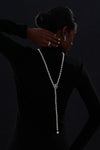 Snow Flower Pearl Drop Necklace - 4 Ways to Wear - White - Long Necklace - ONNNIII