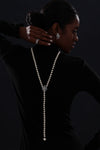 Snow Flower Pearl Drop Necklace - 4 Ways to Wear - White - Long Necklace - ONNNIII