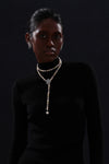 Snow Flower Pearl Drop Necklace - 4 Ways to Wear - Multicolour - Long Necklace - ONNNIII