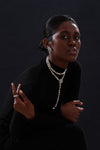 Snow Flower Pearl Drop Necklace - 4 Ways to Wear - Multicolour - Long Necklace - ONNNIII