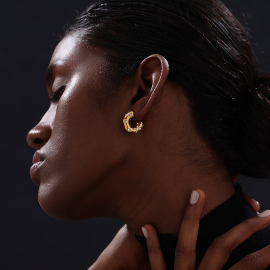 CZ Inlaid Hoop - Earrings - ONNNIII