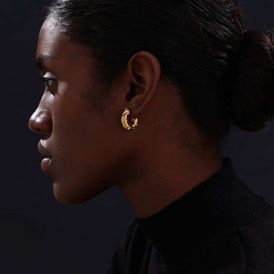 CZ Inlaid Hoop - Earrings - ONNNIII