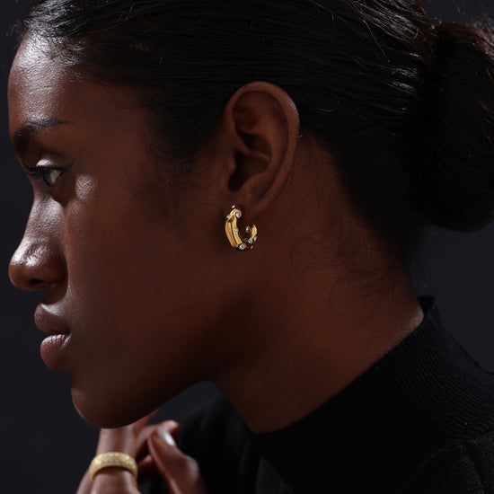 CZ Inlaid Hoop - Earrings - ONNNIII