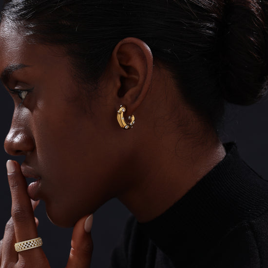 CZ Inlaid Hoop - Earrings - ONNNIII