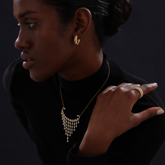 CZ Inlaid Hoop - Earrings - ONNNIII