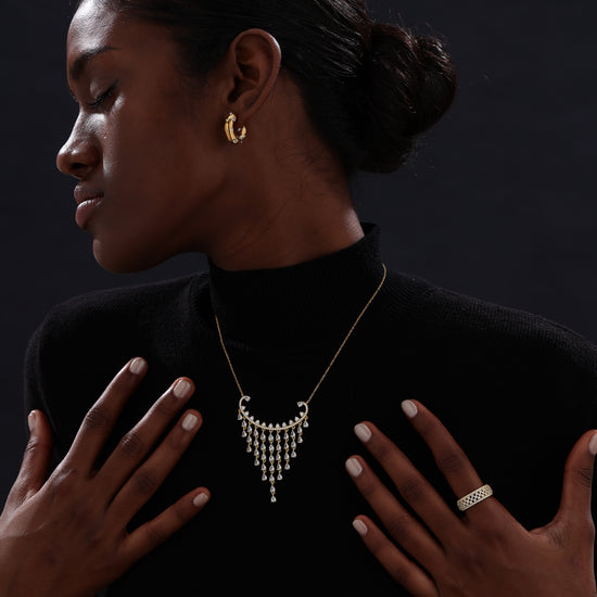 CZ Inlaid Hoop - Earrings - ONNNIII