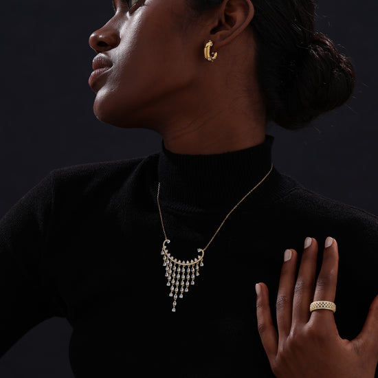CZ Inlaid Hoop - Earrings - ONNNIII