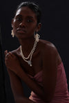 Snow Flower Pearl Drop Necklace - 4 Ways to Wear - White - Long Necklace - ONNNIII