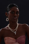Snow Flower Pearl Drop Necklace - 4 Ways to Wear - White - Long Necklace - ONNNIII