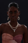 Snow Flower Pearl Drop Necklace - 4 Ways to Wear - White - Long Necklace - ONNNIII