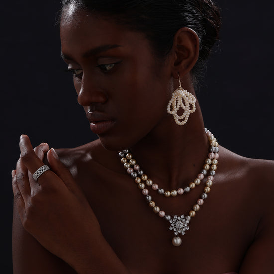 Freshwater Pearl Chandelier Wire Hook Earrings - Earrings - ONNNIII