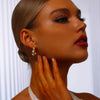 Textured Hoop Earrings Pearl Inlaid - Gold - Earrings - ONNNIII