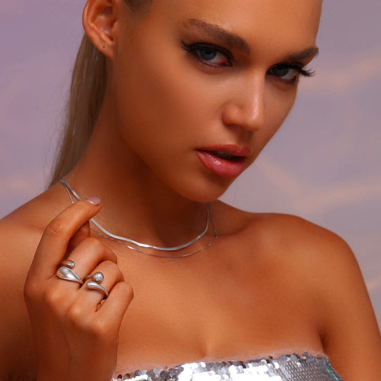 Wave Open Ring - Rhodium Plated Sterling Silver - Hypoallergenic - Ring - ONNNIII