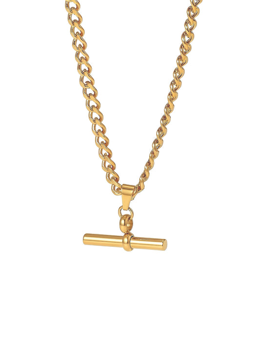 T-Bar Curb Necklace | Gold