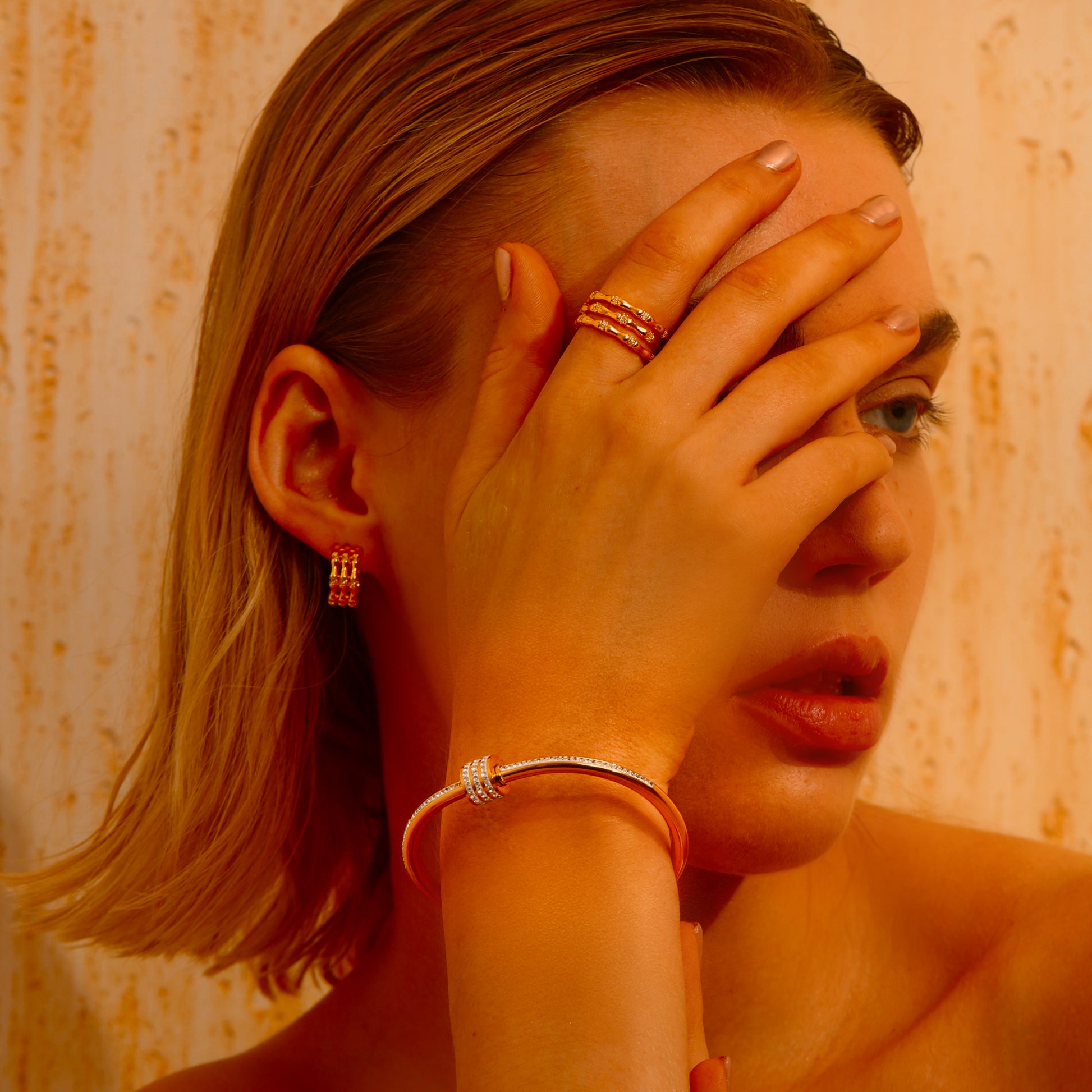 Bamboo Triple Band Stud Earrings - Earrings - ONNNIII