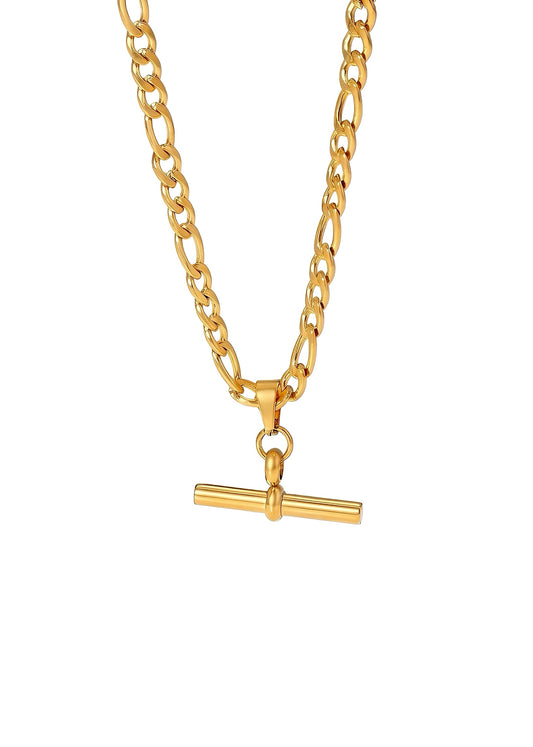 T-Bar Figaro Necklace | Gold