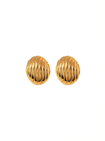 Oval Textured Stud Earrings | Gold