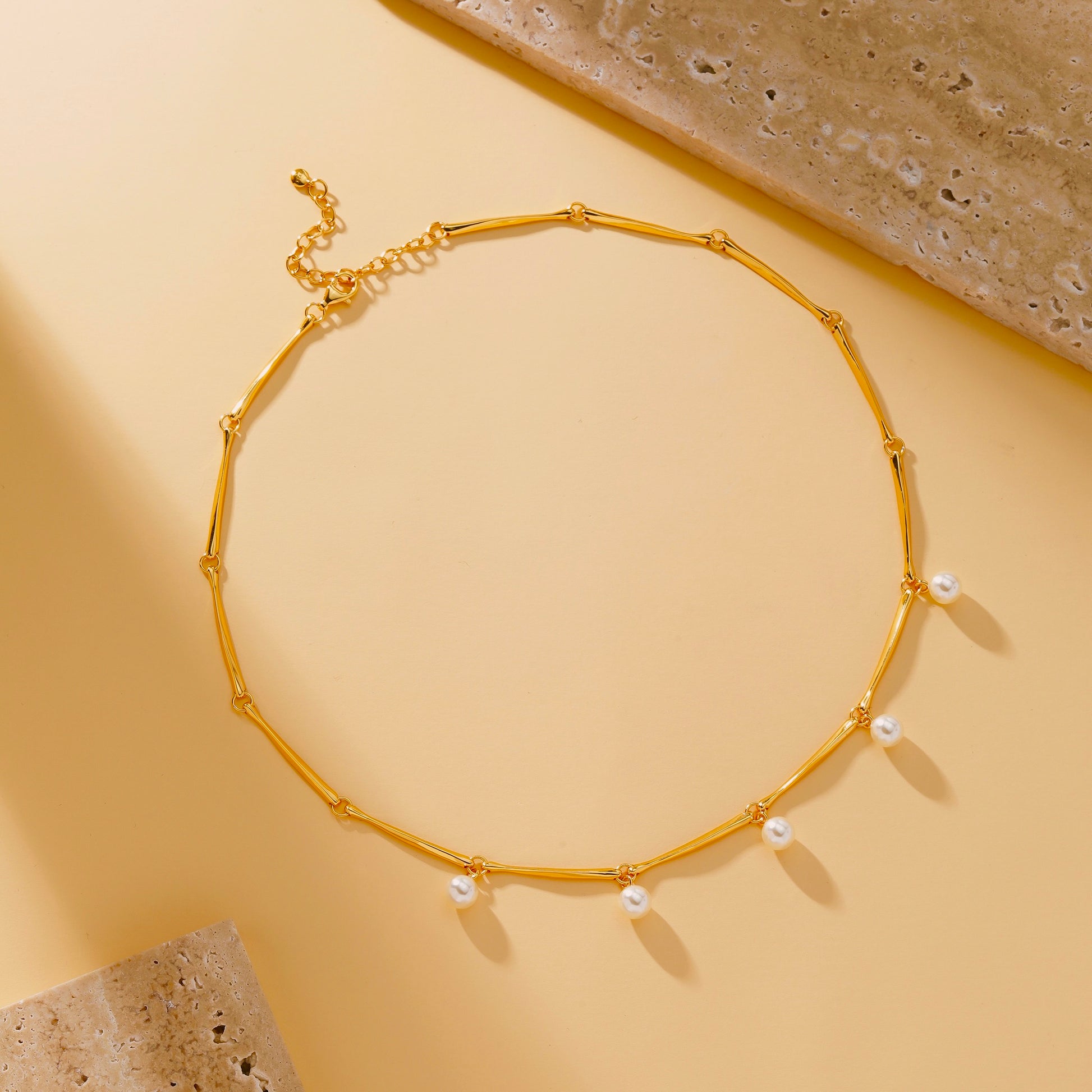 Bamboo Pearl Necklace - 22K Gold Vermeil - Necklace - ONNNIII