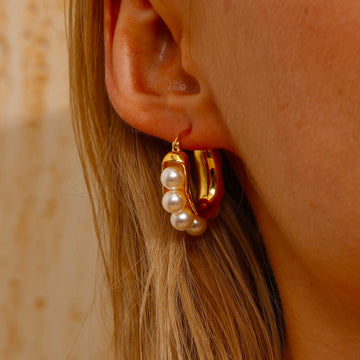 Pearl Hoop Earrings - 18K Gold Plated - Earrings - ONNNIII