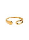 Gold open bangle on a white background