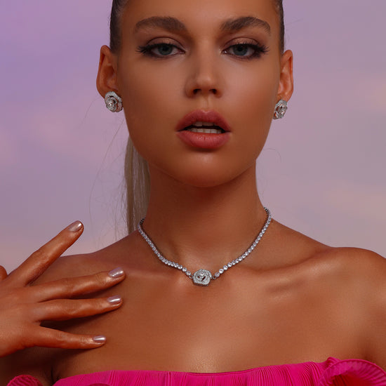 Rose Pendant Tennis Choker Necklace - Necklace - ONNNIII