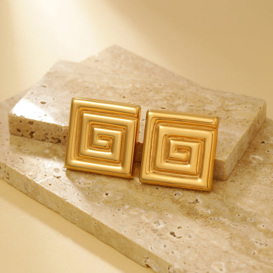 Textured Square Stud Earrings - Earrings - ONNNIII