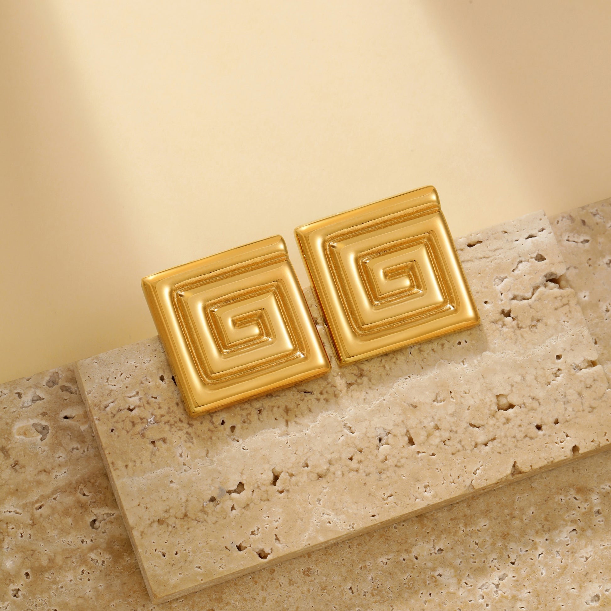 Textured Square Stud Earrings - Earrings - ONNNIII