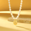 Handcrafted Rose Pendant Pearl Necklace - Double Sided - Necklace - ONNNIII