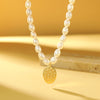 Handcrafted Rose Pendant Pearl Necklace - Double Sided - Necklace - ONNNIII
