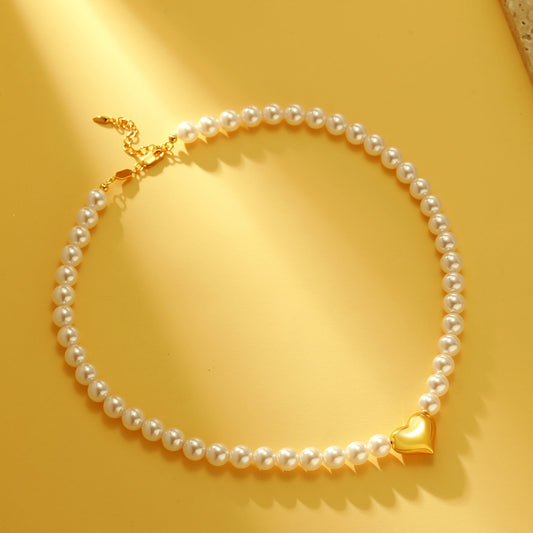 Heart Pendant Pearl Necklace - Necklace - ONNNIII