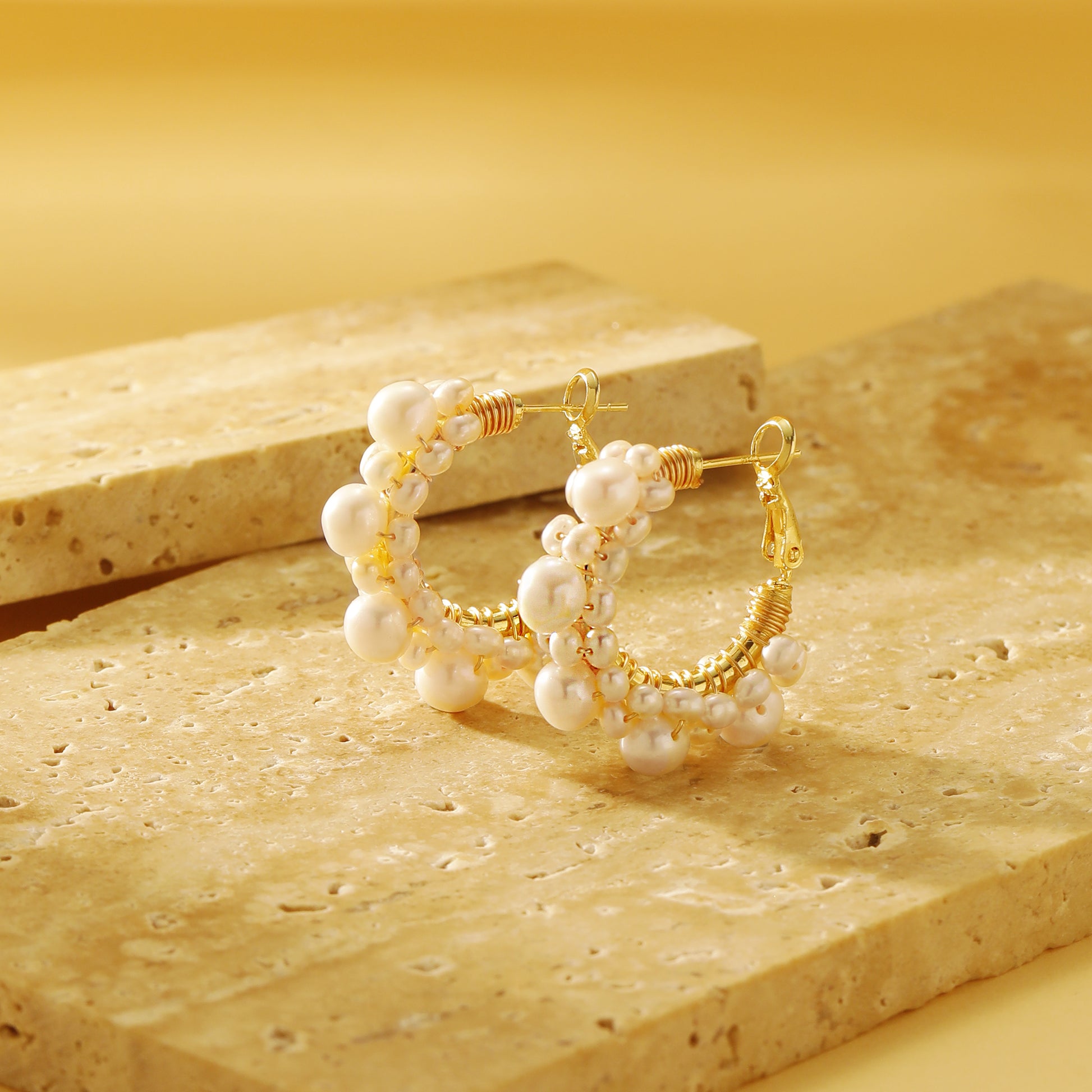 Freshwater Pearl Hoop Earrings - Earrings - ONNNIII