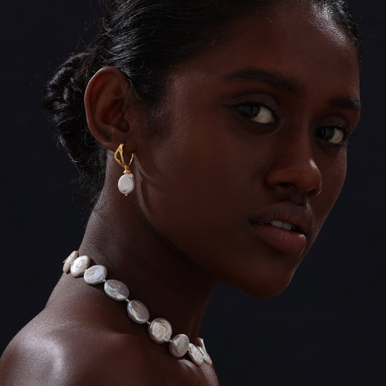 Keshi Pearl Drop Earrings - 22K Gold Vermeil - Earrings - ONNNIII