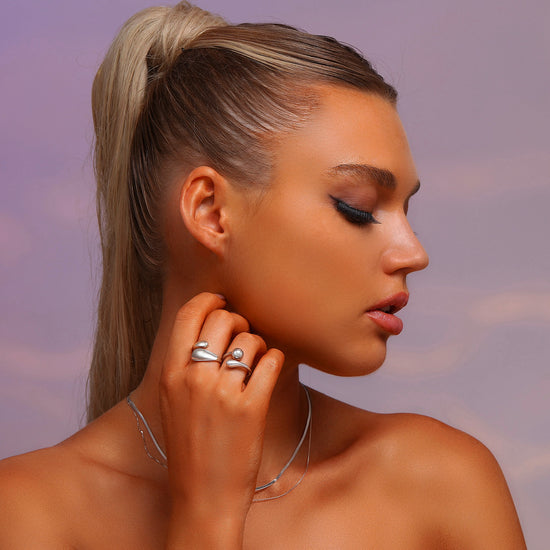 Wave Open Ring - Rhodium Plated Sterling Silver - Hypoallergenic - Ring - ONNNIII