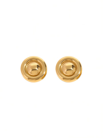 Retro Round Stud Earrings | Gold