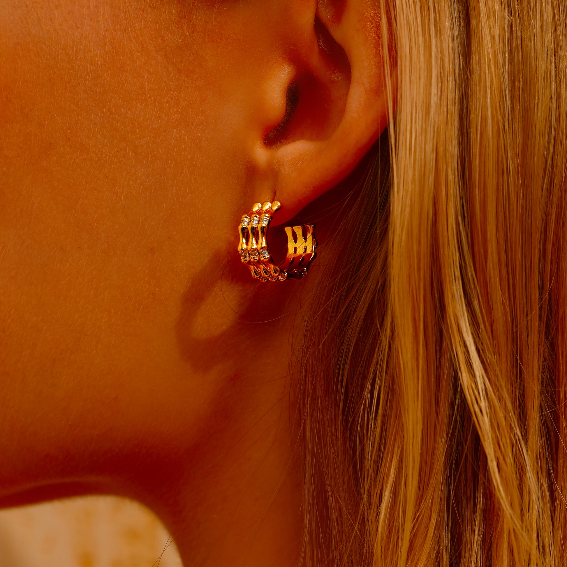 Bamboo Triple Band Stud Earrings - Earrings - ONNNIII