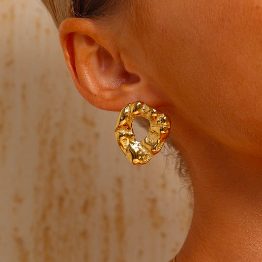 Textured Circle Stud Earrings - Earrings - ONNNIII