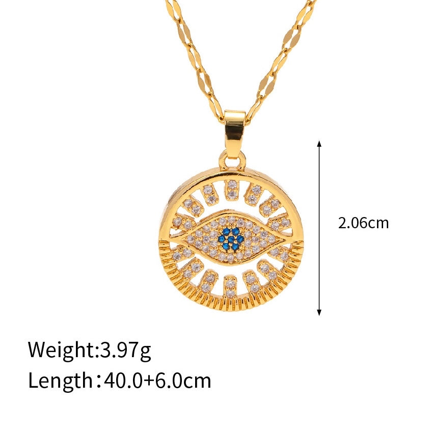 Evil Eye Circle Pendant Necklace - Necklace - ONNNIII