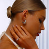 Textured Hoop Earrings Pearl Inlaid - Silver - Earrings - ONNNIII